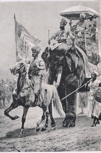 Suraj-ud-Daula em Plessey, 23 de junho de 1757, ilustração das Batalhas Britânicas na Terra e no Mar, 1915