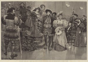 O baile de fantasias do artista no Prince&39;s Hall, Piccadilly, o grupo Francis I e Benvenuto Cellini passando pelo Príncipe e Princesa de Gales