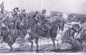 A batalha do Boyne 1 de julho de 1690, ilustração de batalhas britânicas em terra e mar, 1915