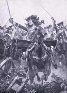 O duque de Marlborough na batalha de Oudenarde, 11 de julho de 1708, ilustração de britânicos Battles on Land and Sea, 1915 de Richard Caton Woodville junior