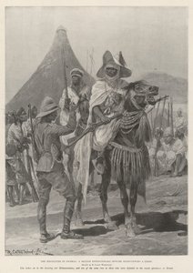 As hostilidades na Nigéria, um oficial expedicionário britânico entrevistando um chefe