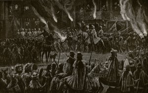 The Marching Watch, ilustração da "História da Nação Britânica" de Hutchinson, c.1923 de Richard Caton Woodville junior