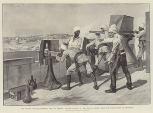 O Soudan Advance, voltando para Berber, jogando Maxims no Cavalo Baggara após o Bombardeio de Metemmeh