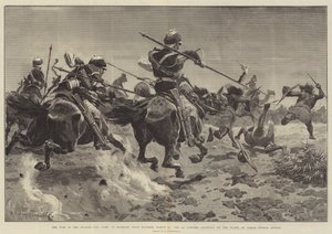 A Guerra no Sudão, a Luta em Hasheen, perto de Souakim, 20 de março, o 5º Lancers atacando o Flanco do Ataque de Osman Digna