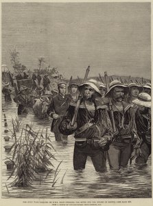 A Guerra Zulu, Marinheiros do HMS Shah cruzando o rio para o alívio de Ekowe