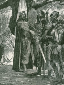 A eleição militar de Alfredo, o Grande, primeiro rei de toda a Inglaterra de Richard Caton Woodville junior