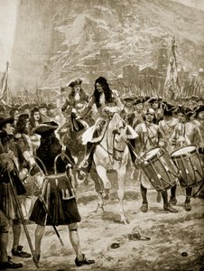 A rendição de Gibralter ao inglês, 24 de julho de 1704, ilustração da "História da nação britânica" de Hutchinson, c.1923 de Richard Caton Woodville junior