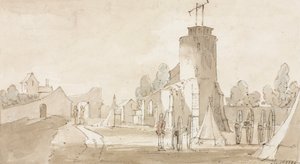 Mont St Jean, a aldeia da batalha de Waterloo, sul de Bruxelas, 1815 de Richard Colt Hoare