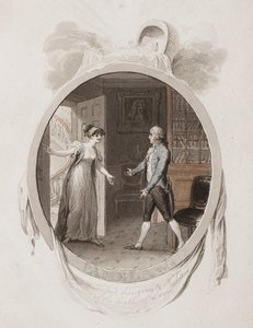 Miss Darnford traz ao Sr. B a notícia do nascimento de um filho, Lett. 18, ilustração para uma edição de 1802 de &39;Pamela; ou, virtude recompensada por Samuel Richardson, c.1802 (lápis e wc no papel)