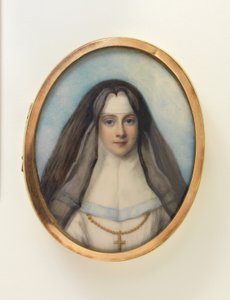 Caixa com o retrato em miniatura de uma freira