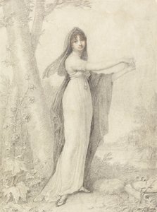 Retrato de uma Senhora de pé perto de um lago de Richard Cosway
