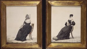 Dois retratos de viúvas, 1837 (wc e lápis sobre papel) de Richard Dighton