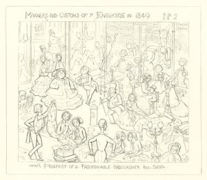 1849, uma perspectiva de uma loja de moda de rua de Richard Doyle