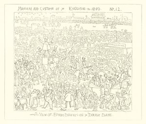 1849, uma visão de Epsom Downs no dia do Derby de Richard Doyle