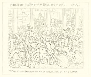 1849, o público em sua emoção na aparência da senhorita Lind de Richard Doyle