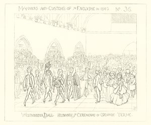 1849, Westminster Hall, a cerimônia do termo de abertura de Richard Doyle