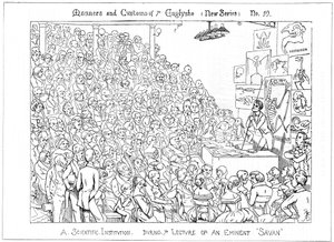 Uma instituição científica. Durante a Palestra de um Eminente Savan, 1849 de Richard Doyle