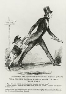 Papa Cobden levando Master Robert uma caminhada de livre comércio, 1845 de Richard Doyle