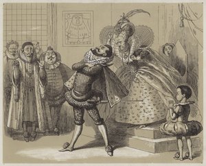 Cena impressionante entre a rainha Elizabeth e seu favorito Essex (aquatint)