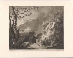 Paisagem com Meleager e Atalanta caçando javali Calydon de Richard Earlom