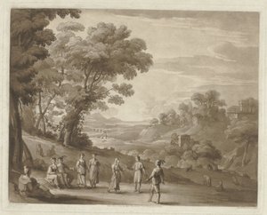 Paisagem com figuras dançantes
Estampas após desenhos de Claude Lorrain (título da série)
Liber Veritatis (título da série) de Richard Earlom