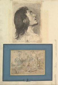 Folha de Aedes Walpolianae montada com estampa e desenho a: Cabeça em Perfil..., 1620-1766 de Richard Earlom
