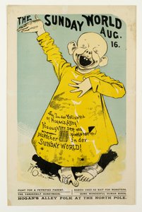 The Sunday World 16 de agosto: Diga, eu sou o Garoto Amarelo da Hogans Alley ..., c.1895-98 litho de Richard Felton Outcault