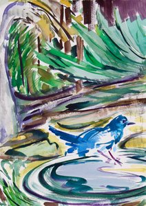 Birdbath, 2021 (aguarela sobre papel) de Richard Fox