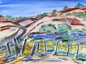 Dry Hills, norte da Califórnia, 2021 (aquarela sobre papel) de Richard Fox