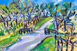 Caminhando pela estrada, 2021 (óleo sobre tela) de Richard Fox