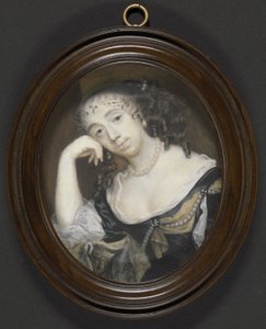 Elizabeth Dormer, condessa de Carnarvon (d.1677) (nee Capel), c.1665 (bodycolour no velino colocado no cartão)