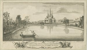 Catedral de Lichfield e Close - Vista Leste: gravura em placa de cobre