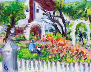 Jardineiro no Trabalho, Luther Burbank Gardens, 2021 (óleo sobre tela)