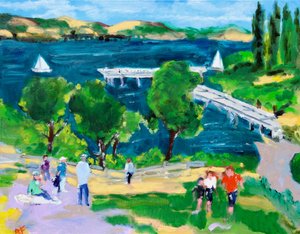 Paradise Beach Pier, Tiburon, Califórnia, 2021 (óleo sobre tela)