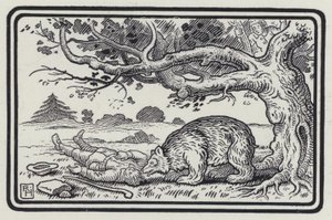 The Two Fellows And The Bear (gravura) de Richard Heighway