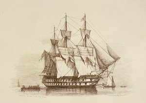 Canopus 80 armas Primeira classe 2ª tarifa, c.1849 (gravura)