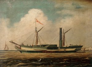 Navio a vapor trans-Mancha "Belfast" ao largo de Brighton (óleo sobre tela)