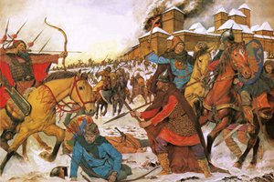 Cidadãos da cidade de Kiev a defenderem-se dos guerreiros nómadas do Leste de Richard Hook