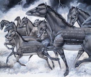 Cavalos em miniatura, de "Beasts from Long Ago" (Bestas de há muito tempo) de Richard Hook