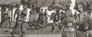 Hyde Park na década de 1880 (guache sobre papel)