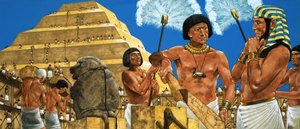 Imhotep, astrónomo e arquiteto, com o faraó Zoser