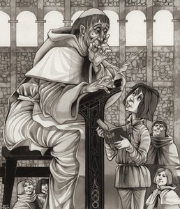 Escola de monges (guache sobre papel) de Richard Hook