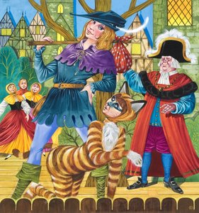 Cena da pantomima Dick Whittington (guache sobre papel) de Richard Hook
