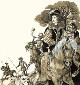 A jovem Isabel I a caçar de Richard Hook