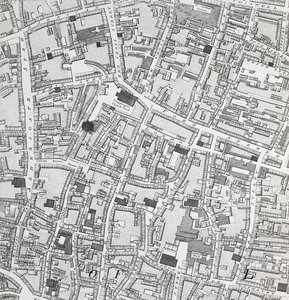 Mapa das ruas de Londres perto de Guildhall, c.1795 (impressão)