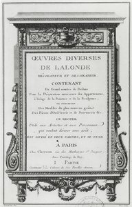 Frontispício para várias obras de Lalonde, decorador e desenhista de Richard Lalonde