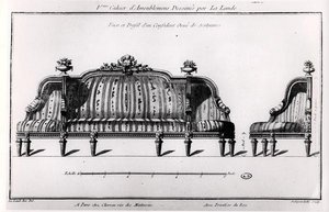 Amostra de um sofá, de "Oeuvres diverses de Lalonde, decorateur et dessinateur" (gravura) (foto a p/b) de Richard Lalonde