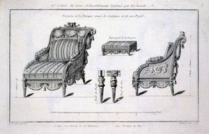 Poltrona bergere em estilo turco, de várias obras de Lalonde, decorador e desenhista, publicada em 1780-96 de Richard Lalonde