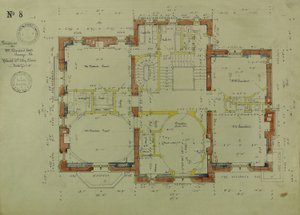 Residência de William Borden, Chicago, Illinois, planta do segundo andar de Richard Morris Hunt