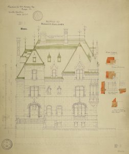 Residência William Borden, Chicago, Illinois, South Elevation de Richard Morris Hunt